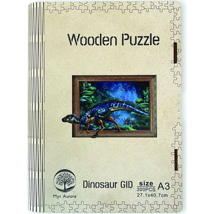 Dřevěné puzzle Dinosaurus A3 GID svítící ve tmě