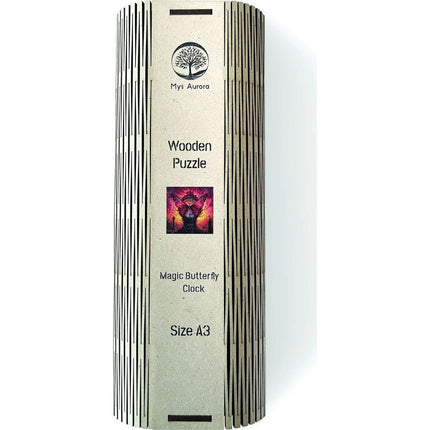 Dřevěné puzzle Motýlí hodiny A3