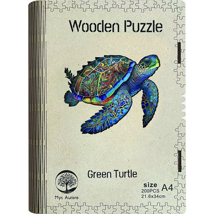 Dřevěné puzzle Mořská želva A4