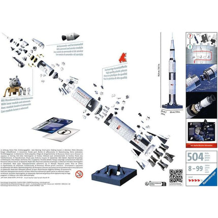Ravensburger 3D Puzzle: Vesmírná raketa Saturn V 432 dílků