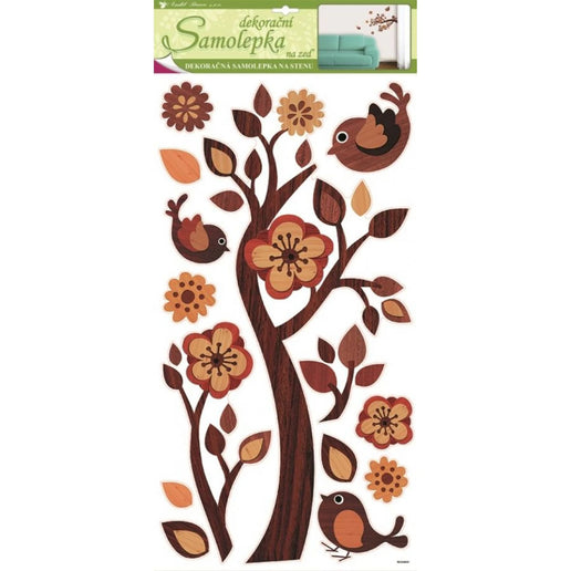 Samolepky na zeď Větev s imitací dřeva 60 x 32 cm