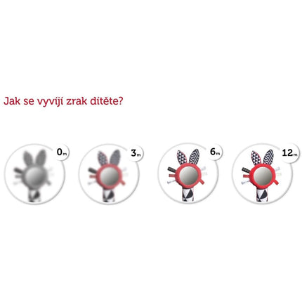 Kontrastní závěsná hračka s klipem Sensory