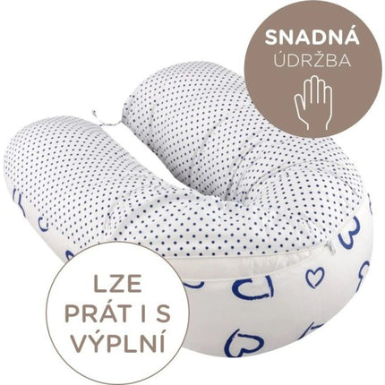 Ados kojící polštář 150 x 30 cm Srdíčka puntíky modrá bílá