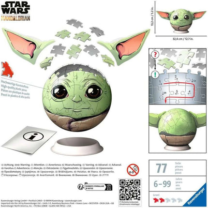 Puzzle Ball Star Wars: Baby Yoda s ušima 72 dílků