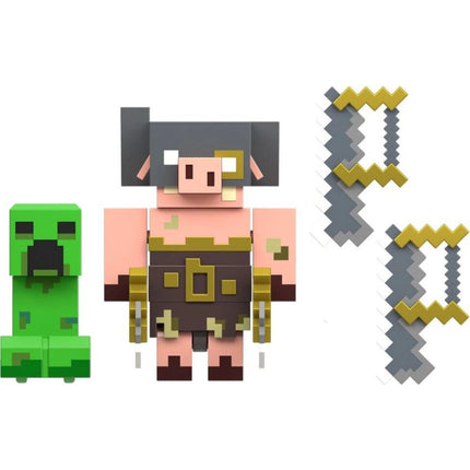 Minecraft Legends Dvě figurky Creeper vs. Piglin Bruiser 8 cm