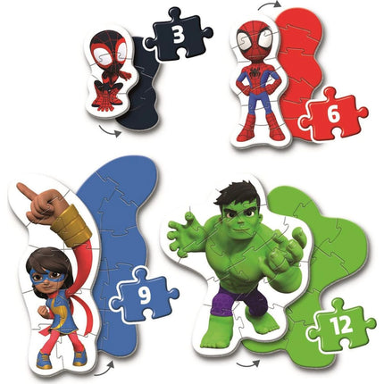 Moje první puzzle 3, 6, 9 a 12 dílků Spidey Marvel - Spidey a jeho úžasní přátelé
