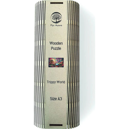 Dřevěné puzzle Trippy svět A3