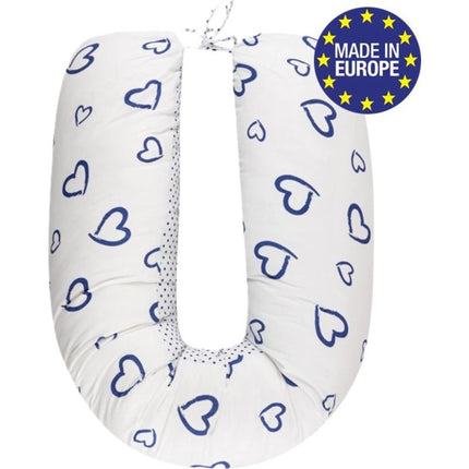 Ados kojící polštář 150 x 30 cm Srdíčka puntíky modrá bílá