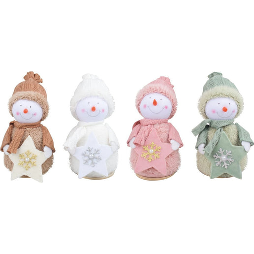 Dekorace Sněhulák s pletenou čepicí zelený