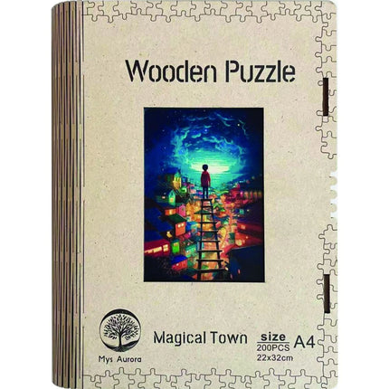 Dřevěné puzzle Kouzelné město A4
