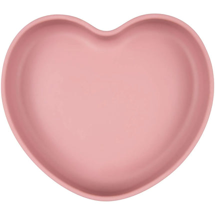 Silikonový talíř s přísavkou srdce růžový