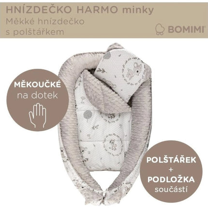 Bomimi Harmo Hnízdečko s polštářkem minky Koloušek šedá