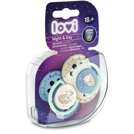 Dudlík silikonový dynamický Night & Day 18m+ 2 ks kluk