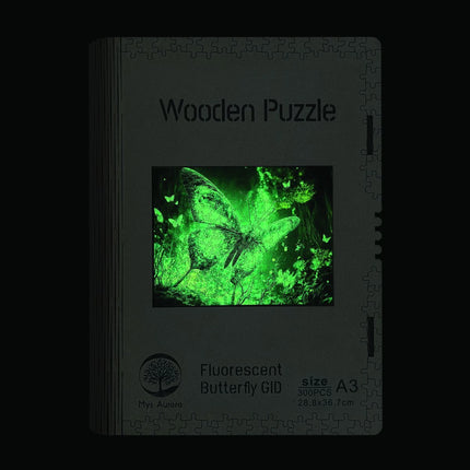 Dřevěné puzzle Motýl A3 GID svítící ve tmě