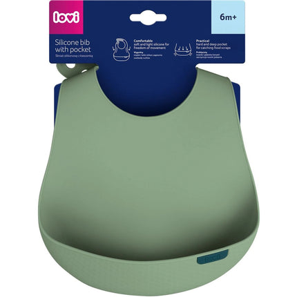 Silikonový bryndák s kapsou Pistachio