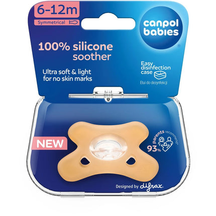 Dudlík silikonový symetrický 6-12m 1 ks oranžový