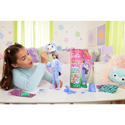 Barbie Cutie Reveal v kostýmu Zajíček ve fialovém kostýmu černobílá Koala