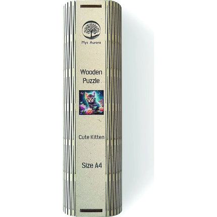Dřevěné puzzle Roztomilé kotě A4