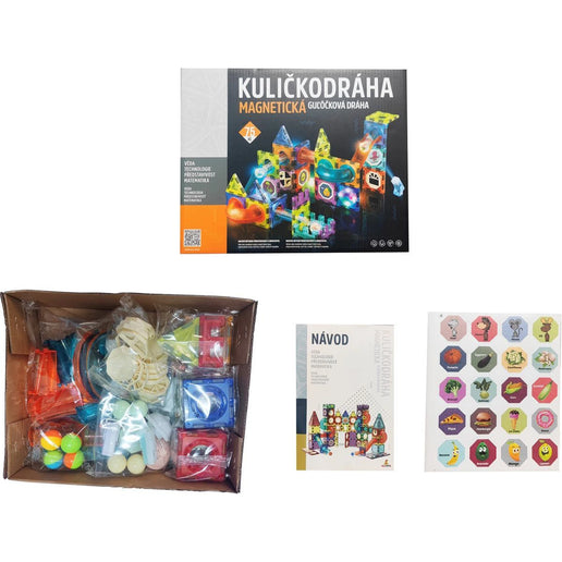 Kuličkodráha magnetická se světlem 75 ks