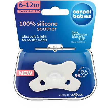 Dudlík silikonový symetrický 6-12m 1 ks bílý