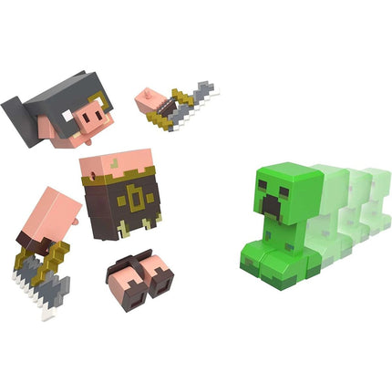 Minecraft Legends Dvě figurky Creeper vs. Piglin Bruiser 8 cm