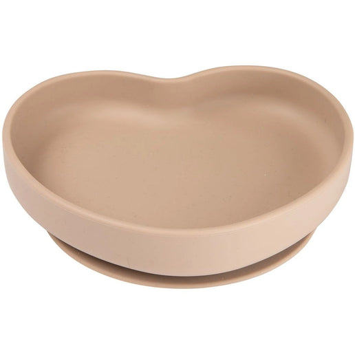Silikonový talíř s přísavkou srdce béžový
